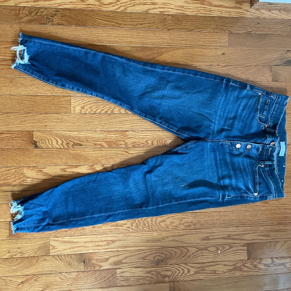 LOFT high rise skinny button front jeans
